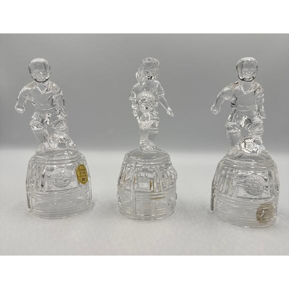Princess House Crystal Figurines Moment of Pride Soccer Players 3pc Set